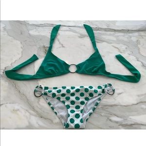 LISA CURAN GREEN POLKA DOT BIKINI LARGE